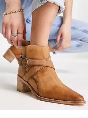 Free People Back Loop Ankle Boots Western-inspired Booties Sz:37.5(7) Coachella